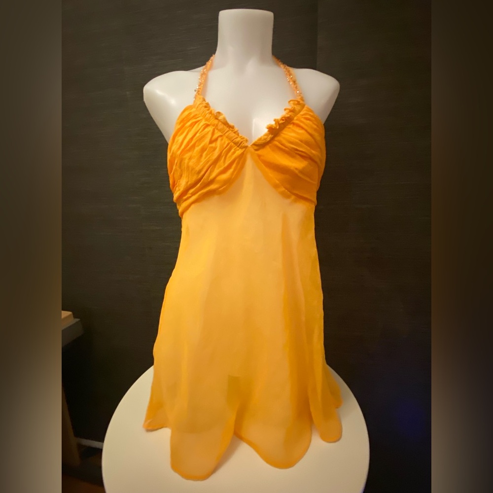 Vintage La Senza Vibrant Orange Halter Dress